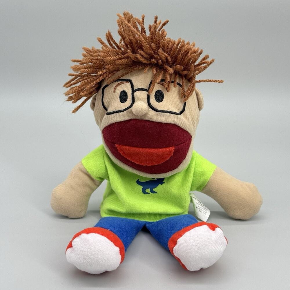 Podzly Hand Puppet Boy With Dinosaur Shirt & Glasses Pretend Play Story Time 12”